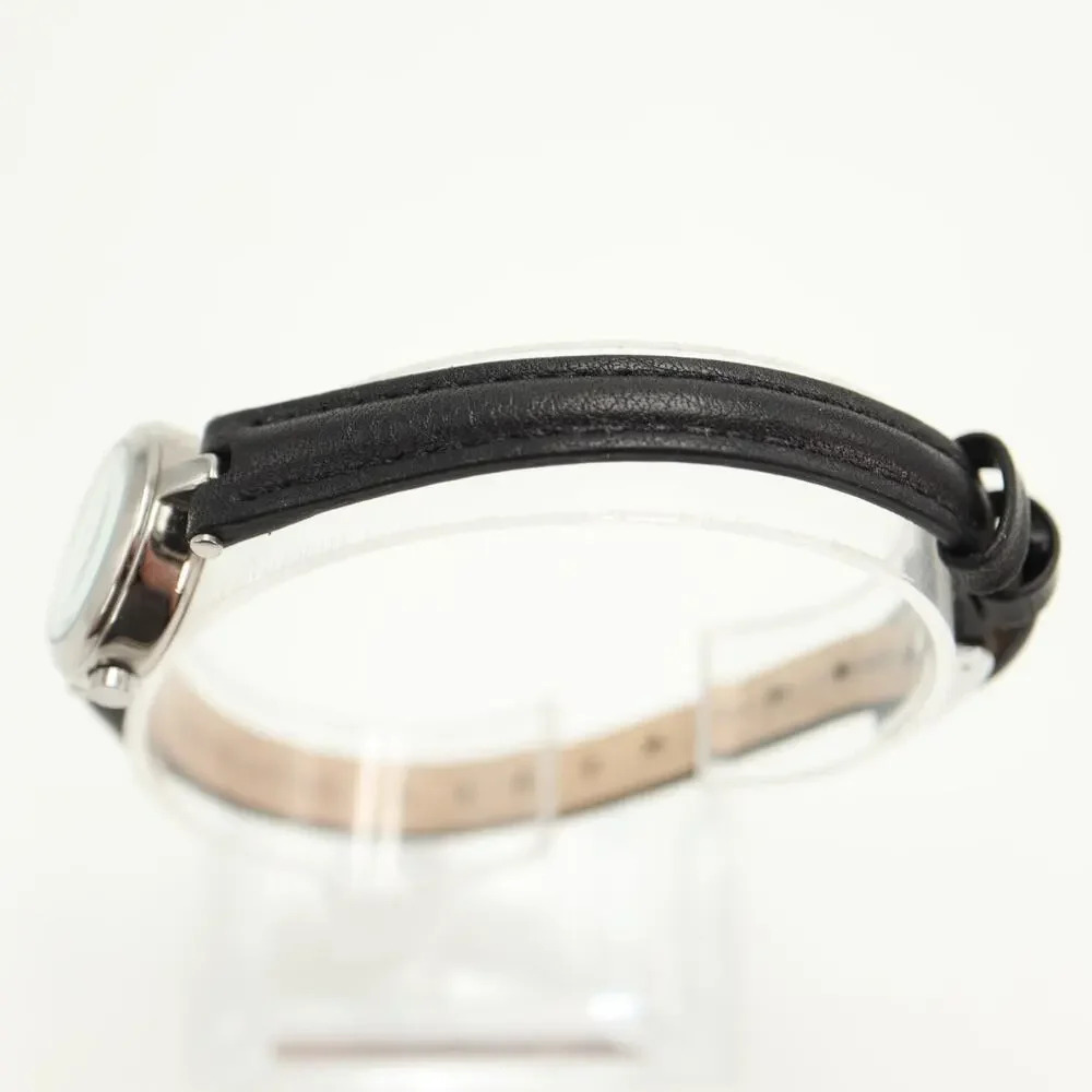 Timex Indiglo Petite 21mm Silver Tone Womens Watch Black Leather w New Battery